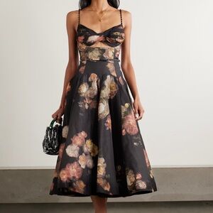 NWT New Zimmerman Hypnotic Twist Front Midi Dress in Russet Floral Size 1